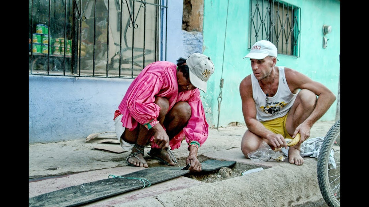 Load video: LUNA Sandals Roots - Barefoot Ted Meets Manuel Luna